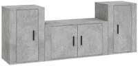 vidaXL TV-Schrank 3-tlg. TV-Schrank-Set Betongrau Holzwerkstoff (3-St)