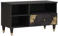 vidaXL TV-Schrank TV-Schr&auml;nk mit Regal Schwarz 80 x 33 x 46 cm Massivholz Mango