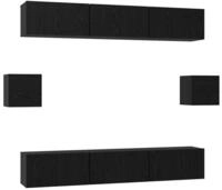 vidaXL TV-Schrank TV-Schrankset 8 pcs Schwarz Eichen-Optik Holzwerkstoff (8-St)