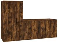vidaXL TV-Schrank 2-tlg. TV-Schrank-Set R&auml;uchereiche Holzwerkstoff (2-St)