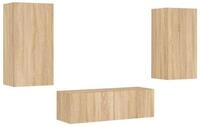 vidaXL TV-Wand 3-tlg. TV-Wohnwand mit LED-Leuchten Sonoma-Eiche, (1-St)