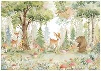 Wallarena Fototapete Wald Tiere - Mehrfarbig - Kinder - Vlies - Schlafzimmer,...