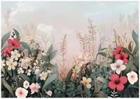 Wallarena Fototapete Blumen Wiese - Mehrfarbig - Elegant - Vlies - Schlafzimmer,