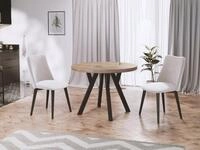WFL GROUP Esstisch Twixy ausziehbar rund modern mit schwarzen Holzbeinen (MADE...
