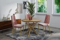 WFL GROUP Esstisch Flora ausziehbar rund industrial mit goldenen Metallbeinen (MADE