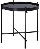 WOMO-DESIGN Beistelltisch Wohnzimmertisch mit Glasplatte und Metallgestell,...