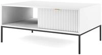 Selsey Couchtisch VELLORE, mit Schublade + offenes Fach, Stahlgestell, geriffelte