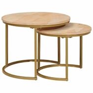 vidaXL Couchtisch Nesting-Couchtische 2 pcs Braun Massivholz und Stahl (2-St)