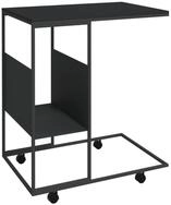 vidaXL Ablagetisch, Beistelltisch mit Rollen Schwarz 55x36x63,5 cm Holzwerkstoff