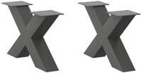 vidaXL Tischbein Couchtischbeine X-Form 2 Stk. Anthrazit 60x(30-31) cm Stahl