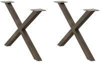 vidaXL Tischbein, Couchtischbeine X-Form 2 Stk. Naturstahl 70x(42-43) cm Stahl