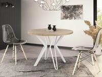 WFL GROUP Esstisch Austin ausziehbarer rund industrial mit wei&szlig;en Metallbeinen...