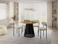 WFL GROUP Esstisch Naro Black ausziehbar rund mit schwarzen Lamellen,...