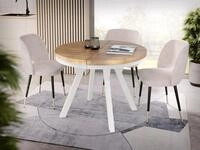 WFL GROUP Esstisch Lume Wei&szlig; ausziehbar rund modern mit wei&szlig;en Holzbeinen...