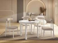 WFL GROUP Esstisch Rowan ausziehbar rund loft-stil mit wei&szlig;en Metallbeinen...