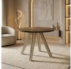 WFL GROUP Esstisch Ravano ausziehbar rund modern mit Holzbeinen in Kaschmir...