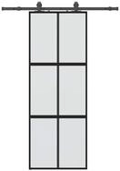 vidaXL Schiebet&uuml;r, Schiebet&uuml;r mit Beschlag Schwarz 76x205 cm Hartglas