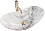 wohnwerk.idee Aufsatzwaschbecken Waschbecken Marmor Optik 60,5x36cm Royal Granit