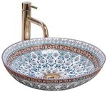wohnwerk.idee Aufsatzwaschbecken Waschbecken Bunt Braun Blau Vintage Mexikanisch