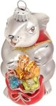 Krebs Glas Lauscha Christbaumschmuck Hase Paul mit Geschenkesack, H&ouml;he ca. 12 cm