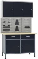 vidaXL Werkbank Werkbank mit 3 Werkzeugw&auml;nden und 1 Wandschrank, (1-tlg)...