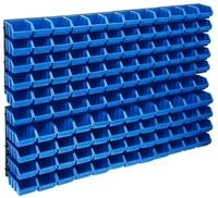 vidaXL Werkzeugbox 128-tlg. Beh&auml;lter-Set f&uuml;r Kleinteile mit Wandplatten Blau