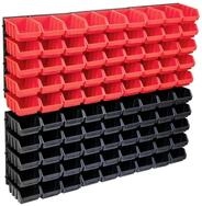 vidaXL Werkzeugbox 96-tlg. Beh&auml;lter-Set f&uuml;r Kleinteile mit Wandplatten Rot...