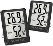 Sonomo Raumthermometer Thermometer Hygrometer 2er-Set f&uuml;r Innenr&auml;ume, 2-tlg.