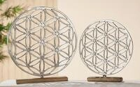 GILDE Dekoobjekt Lebensblume auf Holzbase, silber (1 St), H&ouml;he 36 cm, aus...
