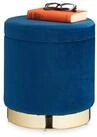 relaxdays Sitzhocker Samthocker mit Stauraum blau