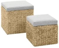 vidaXL Polsterhocker Ottoman-Set 2 Stk. Seegras Grau (1 St)