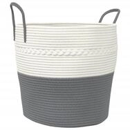 vidaXL Aufbewahrungskorb, Aufbewahrungsbox Grau und Wei&szlig; &Oslash;43x38 cm Baumwolle