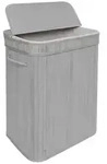 relaxdays W&auml;schekorb Bambus W&auml;schekorb mit Deckel, grau, 72 L grau 40 cm x 60...