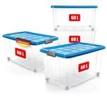 BigDean Aufbewahrungsbox 60 L mit Deckel gro&szlig; &ndash; robuste Stapelbox rollbar mit