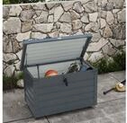Outsunny Gartenbox Aufbewahrungstruhe mit Schloss, Griff, Rollen (Aufbewahrungskiste,