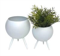 DanDiBo Blumenhocker Blumenhocker Metall mit Topf Wei&szlig; Blumenst&auml;nder 2er Set
