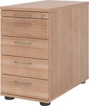 HAMMERBACHER Container Standcontainer 80cm 4 Schub Schloss B&uuml;gelgriff Nussbau