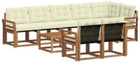 vidaXL Gartenlounge-Set Outdoor-Sofagarnitur mit Kissen 9 pcs Natur und Creme,