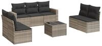 vidaXL Sofaelement 8-tlg. Garten-Sofagarnitur mit Kissen Hellgrau Poly Rattan...