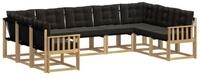 vidaXL Gartenlounge-Set Outdoor-Sofagarnitur mit Kissen 9 pcs Wei&szlig; und Schwarz,