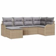 vidaXL Gartenlounge-Set Garten-Sofa-Set mit Kissen 6 pcs Beige und Hellgrau Poly