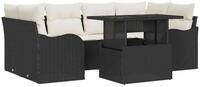 vidaXL Loungesofa Gartensofa-set mit Kissen mit Kissen 7 pcs Schwarz Poly Rattan, 7