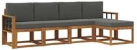 vidaXL Gartenlounge-Set Outdoor-Sofagarnitur mit Kissen 5 pcs Natur und...