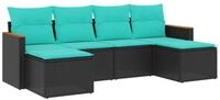 vidaXL Gartenlounge-Set 6-teiliges Gartensofa-Set mit Kissen, schwarzes...