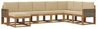 vidaXL Gartenlounge-Set Outdoor-Sofagarnitur 8 pcs Natur und Beige Massivholz,