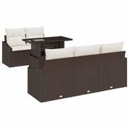 vidaXL Gartenlounge-Set Garten-Sofa-Set mit Kissen mit Speicher 6 pcs Braun