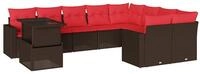 vidaXL Gartenlounge-Set 10-teiliges Gartensofa-Set mit Kissen, braun,...