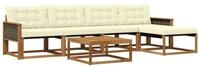 vidaXL Gartenlounge-Set Outdoor-Sofagarnitur mit Kissen 6 pcs Natur und Creme,