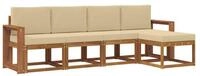 vidaXL Gartenlounge-Set Outdoor-Sofagarnitur 5 pcs Natur und Beige Massivholz,