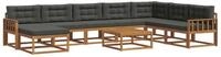 vidaXL Gartenlounge-Set Outdoor-Sofagarnitur mit Kissen 9 pcs Natur und...